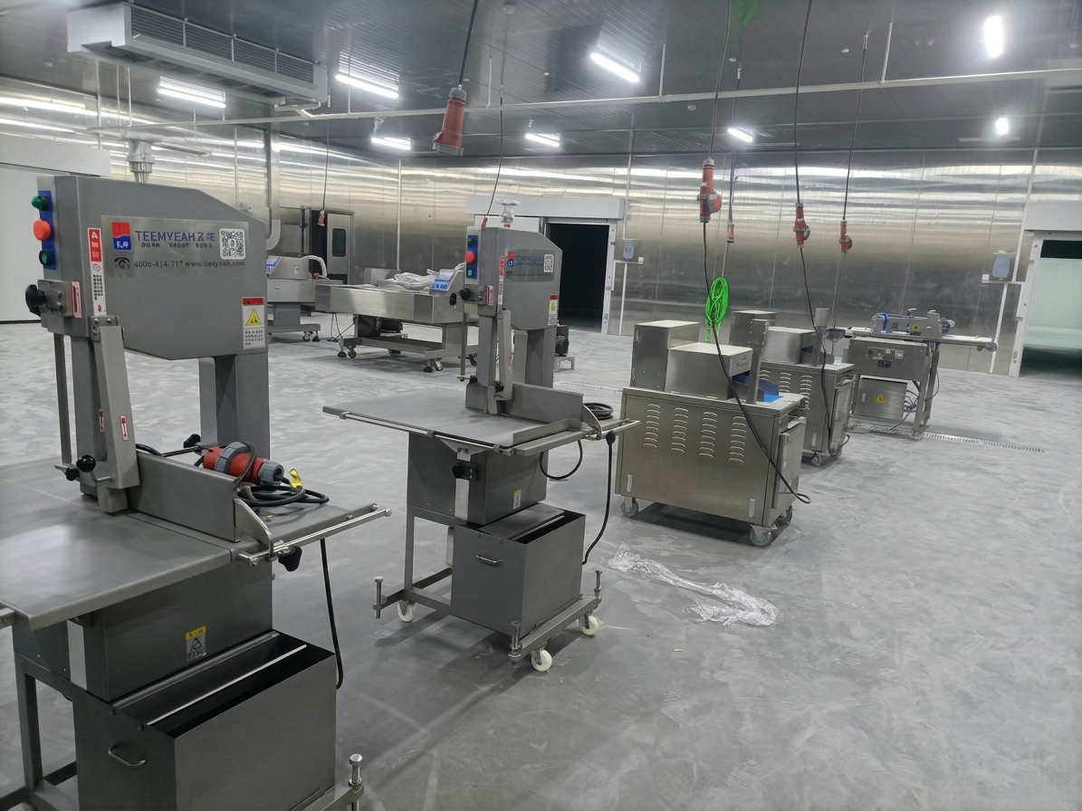 Food processing equipment installed in a centralized preparation facility production area