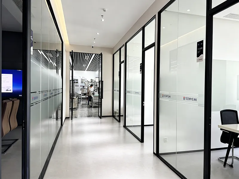 TEEMYEAH Office Corridor With Glass Meeting Rooms And Workspaces