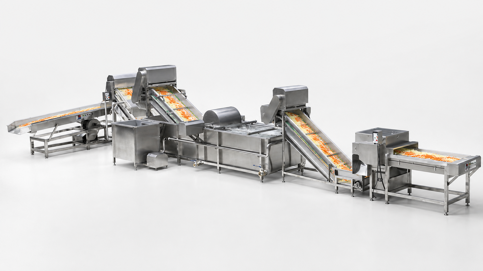 TEEMYEAH food processing line combining washing, cutting and transfer equipment