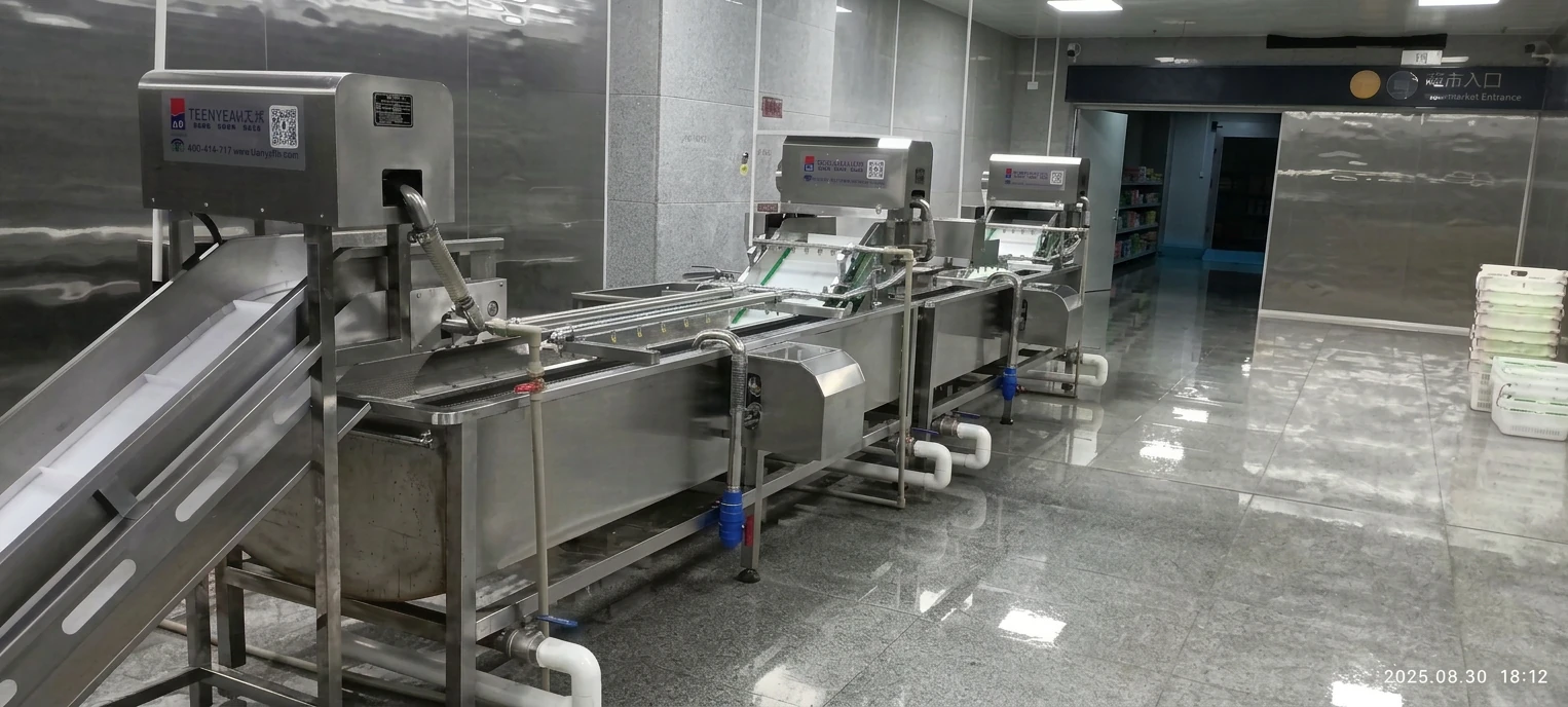 Automated food processing conveyor system prepared for controlled capacity testing