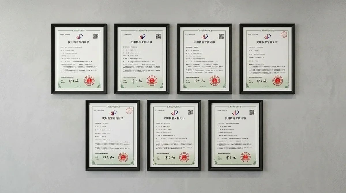 Teemyeah certificates and patents display wall