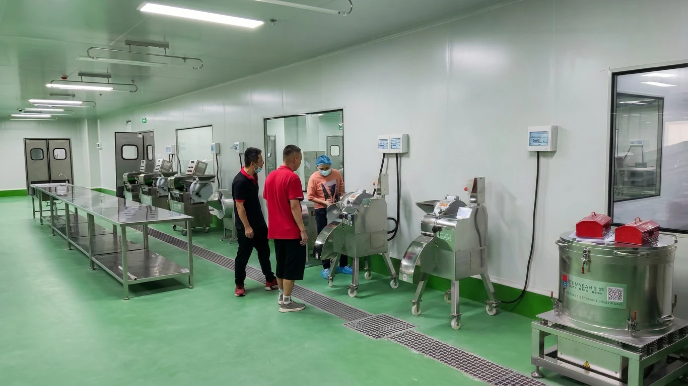 TEEMYEAH engineers inspecting installed food-processing equipment on site