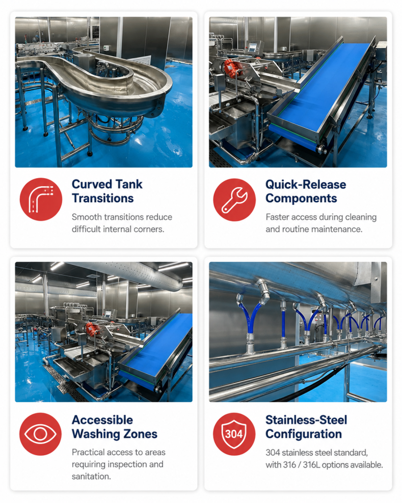 Baby leaf salad processing line washing equipment with TW-705 filtering and transfer sections