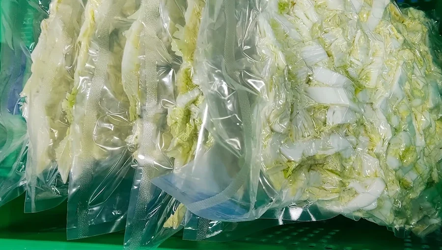Cut cabbage in bags illustrating the downstream product form