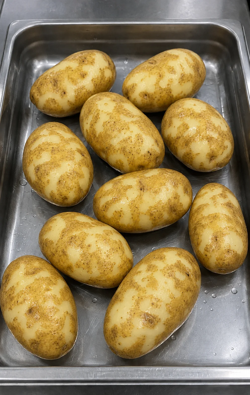 Lightly brush-peeled potatoes with part of the skin remaining