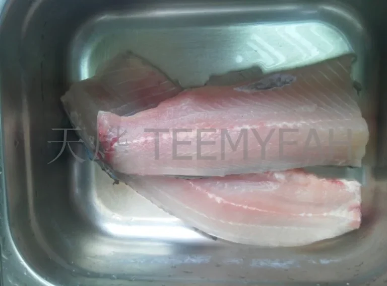 Fish fillets prepared for slicing