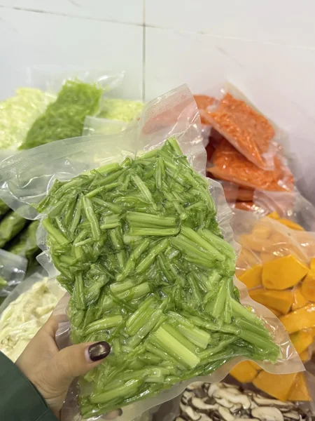 Cut celery segments