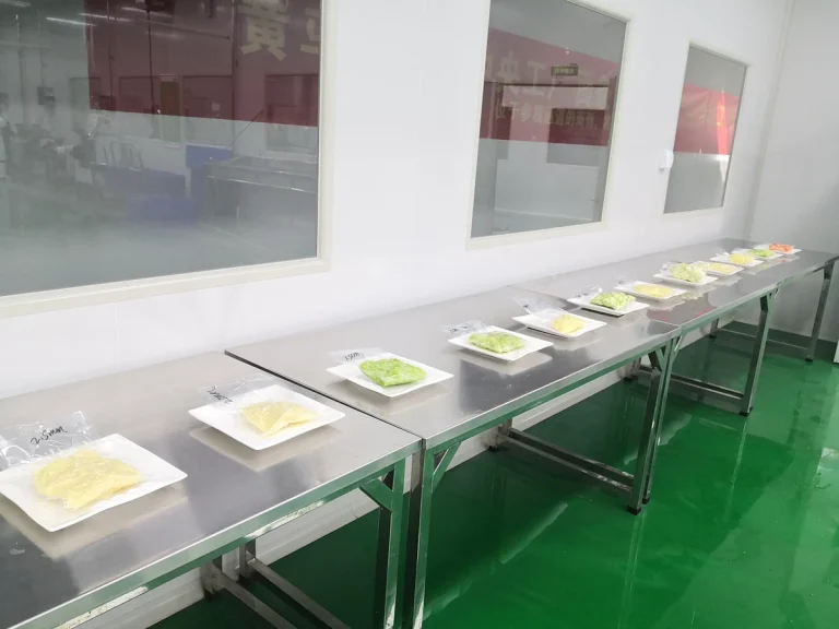 Different prepared vegetable formats displayed for a product trial